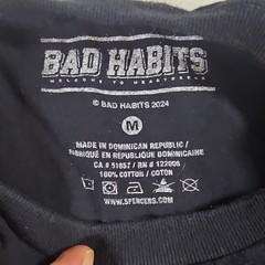Bad Habits Black Purple Logo Graphic Crewneck Cotton Knit Tee Short Sleeve M