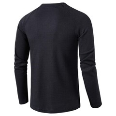 Mens Casual Henley T-shirt Solid Slim Fit Button Pullover Long Sleeve Tops Tunic