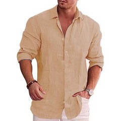 Cotton Linen Autumn Hot Selling Men’s Long Sleeve Shirt Solid Color Casual Style