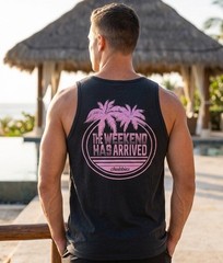 Chubbies Tank Top Mens Small S Black The Weekend Has Arrived Tropical Palm Tree