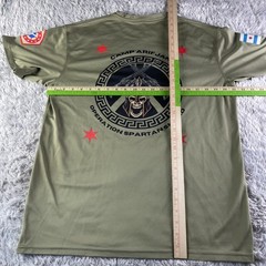 Army Combat Unit Shirt Mens Large Green Operation Spartan Shield Kuwait Skull