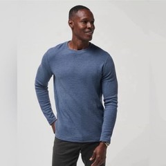 Travis Mathew CLOUD WAFFLE CREW Blue Long Sleeve Small NWT