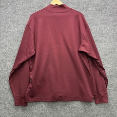 Uniqlo U Mock Neck Long Sleeve Shirt Mens L Burgundy Heavyweight Casual Tee