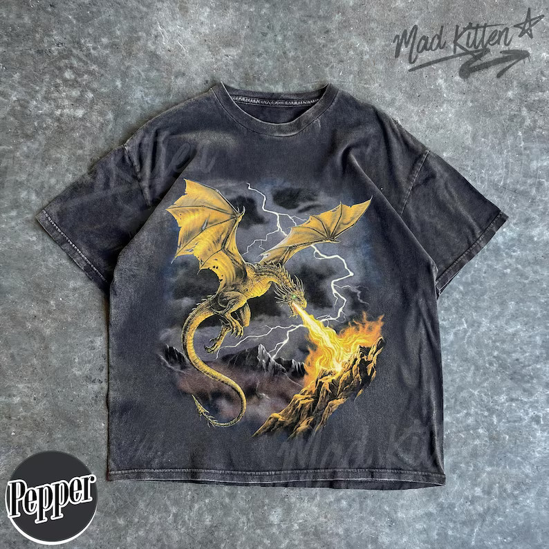Vintage Dragon Comfort Tee Retro Style Graphic Shirt Men Women Soft Feel