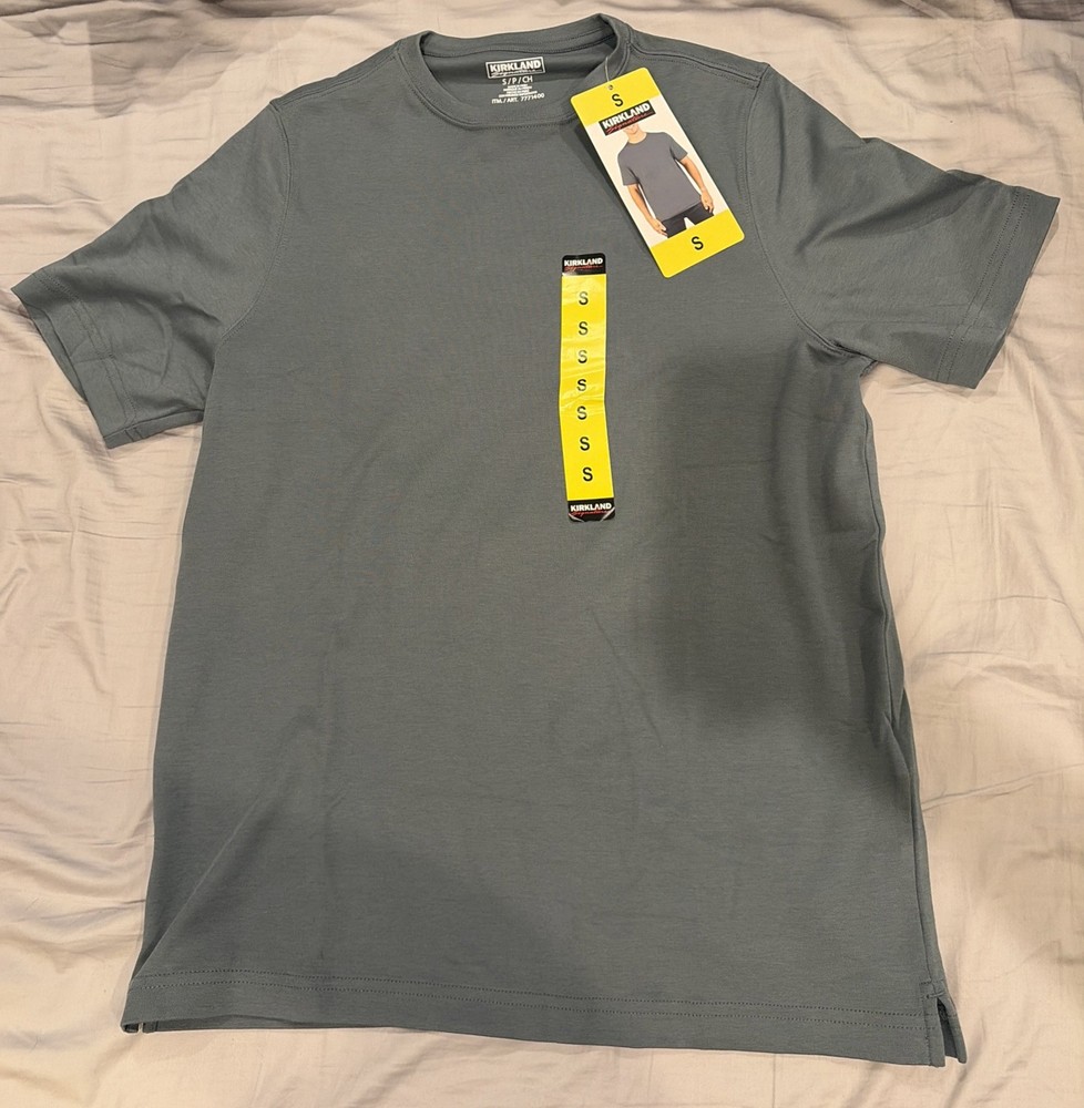 NWT KIRKLAND Signature Men’s Short Sleeve Pima Cotton Tee Shirt Blue/Teal/Gray