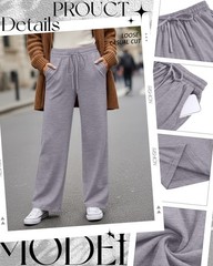3 Pack Women’s Wide Leg Yoga Pants, Casual Drawstring Sweatpants Elastic Wais…