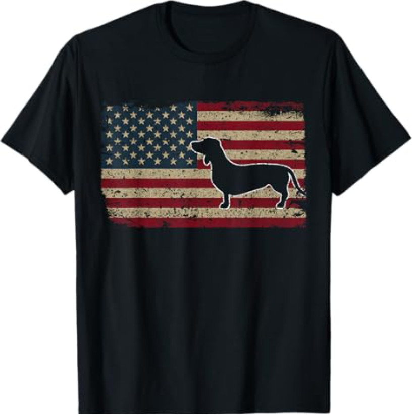 Dachshund America Flag Patriotic Weiner Dog Gift T-Shirt Small
