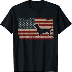 Dachshund America Flag Patriotic Weiner Dog Gift T-Shirt Small