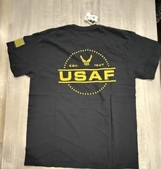 United States Air Force “USAF EST 1947” Military Logo Black T Shirt Tee – Sz L
