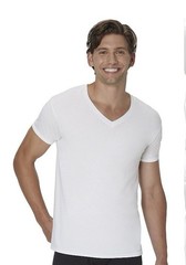 Men’s Hanes MEDIUM 3 Ultimate Soft Undershirts 1 Black Crew – 2 White V-Neck