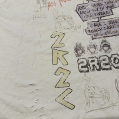 Shaka Wear XL Heavyweight Art Sketch Graphic Tee Distressed Drop Shoulder White