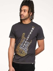 D555 Men’s Guitar Print Fashion Short Sleeve T-shirt with Round Neck