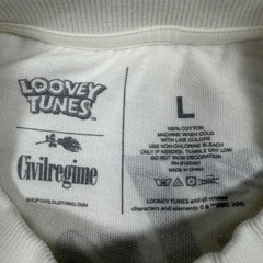 Civil Regime Looney Tunes Wile E Coyote Racing Oversized Tee Butter White L NEW