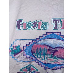 Vintage Fiesta Texas San Antonio Shirt Multicolor Graphic Large White Tee