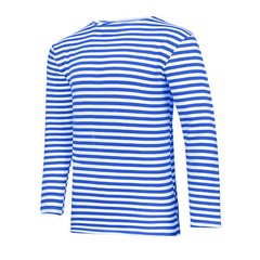 Men’s Striped Long Sleeved T-Shirt 100% Cotton Light Blue Original Telnyashka