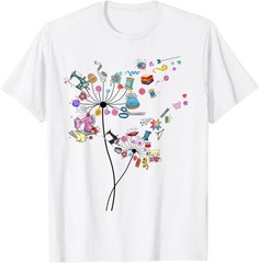 Cute Sewing Dandelion Flowers Quilting Quilter Sewer Tee T-Shirt