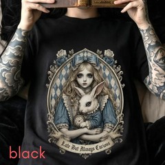 Dark Alice in Wonderland Illustration T-Shirt | Gothic Victorian Whimsigoth Fair