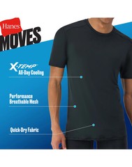 Hanes Moves Ultimate Men’s Breathable Mesh Crewneck T-Shirt, X-Temp,