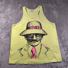 Vintage Panama Jack Tank Top Mens Large XL Yellow 80s Neon Single Stitch USA