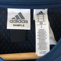ADIDAS T Shirt Mens M Navy Side Zip Crew Neck Thick Sleeve Logo Sample RARE