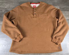 Coleman Henley Thermal Shirt Mens XL Sherpa Lined Waffle Knit Brown Pre-owned