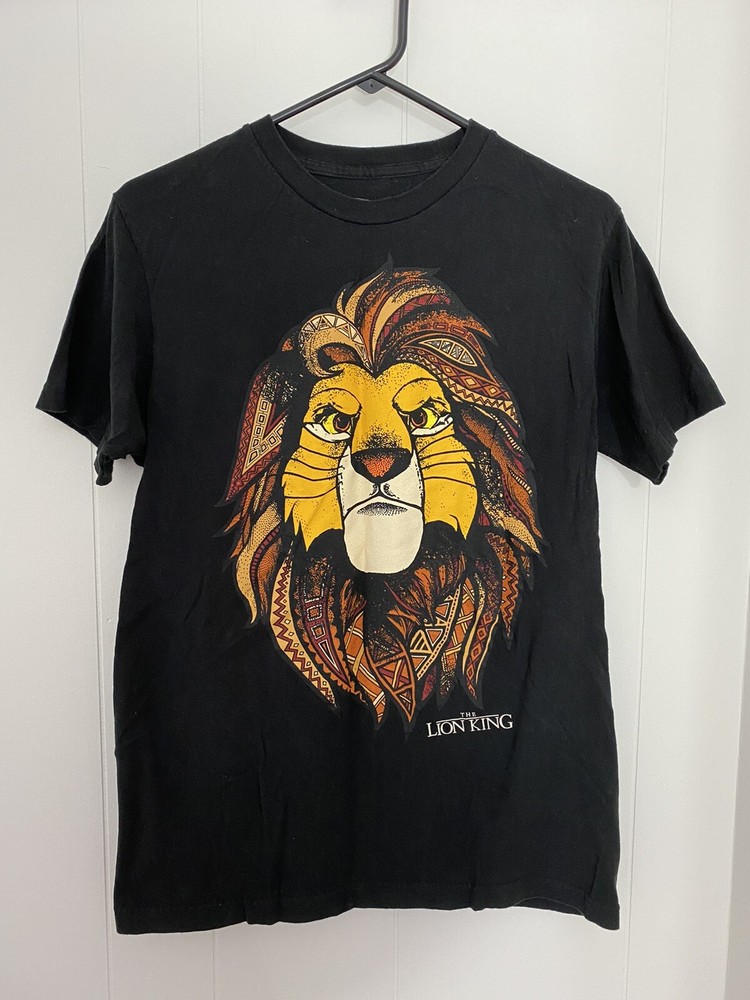 Disney Lion King Movie Mufasa Tribal Men’s T Shirt Black Size Medium 100% Cotton