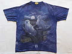 1990’s Vintage T Shirt The Mountain Tie Dye Owls Moonlight Nature 1999 XL