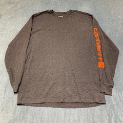 Carhartt Shirt Mens Large Gray Ribbed Knit Graphic Logo Loose Fit Heavyweight