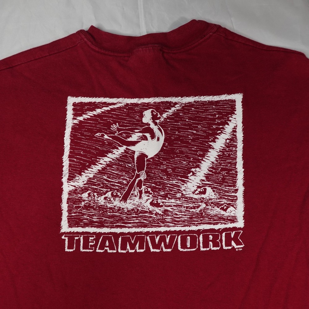 Vintage 90s Hanes Beefy-T Synchro Swimming Teamwork XL Red Graphic T Swim Team