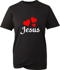 Jesus T-Shirt Hearts Jesus Christ Christians Church Religious Spirituality Top