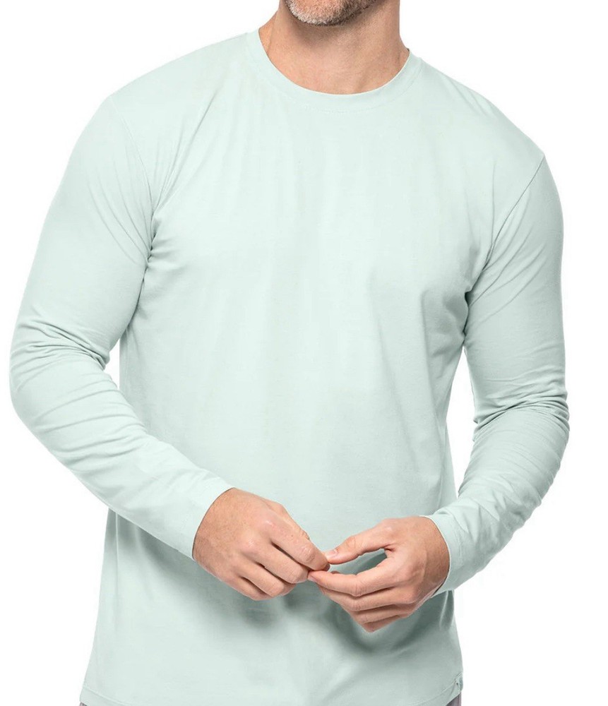 Alfani Stretch Men’s Solid Crewneck Longsleeved Performance Shirt Cloud Blue New
