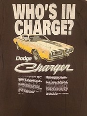 New Dodge Charger Who’s In Charge Mens Large Muscle Car Black Cotton Tee Mopar