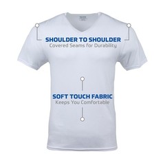 6-pack Men’s Comfortable Jersey 100% Cotton V-Neck T-Shirts,Large White