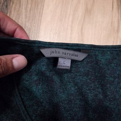 John Varvatos Collection Luxury Mens Henley Shirt L Linen Green Mineral Wash