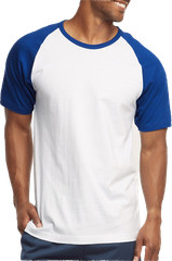 Raglan Baseball Tee-Shirt Premium Cotton Jersey Short Sleeve Men’s New Two Tone