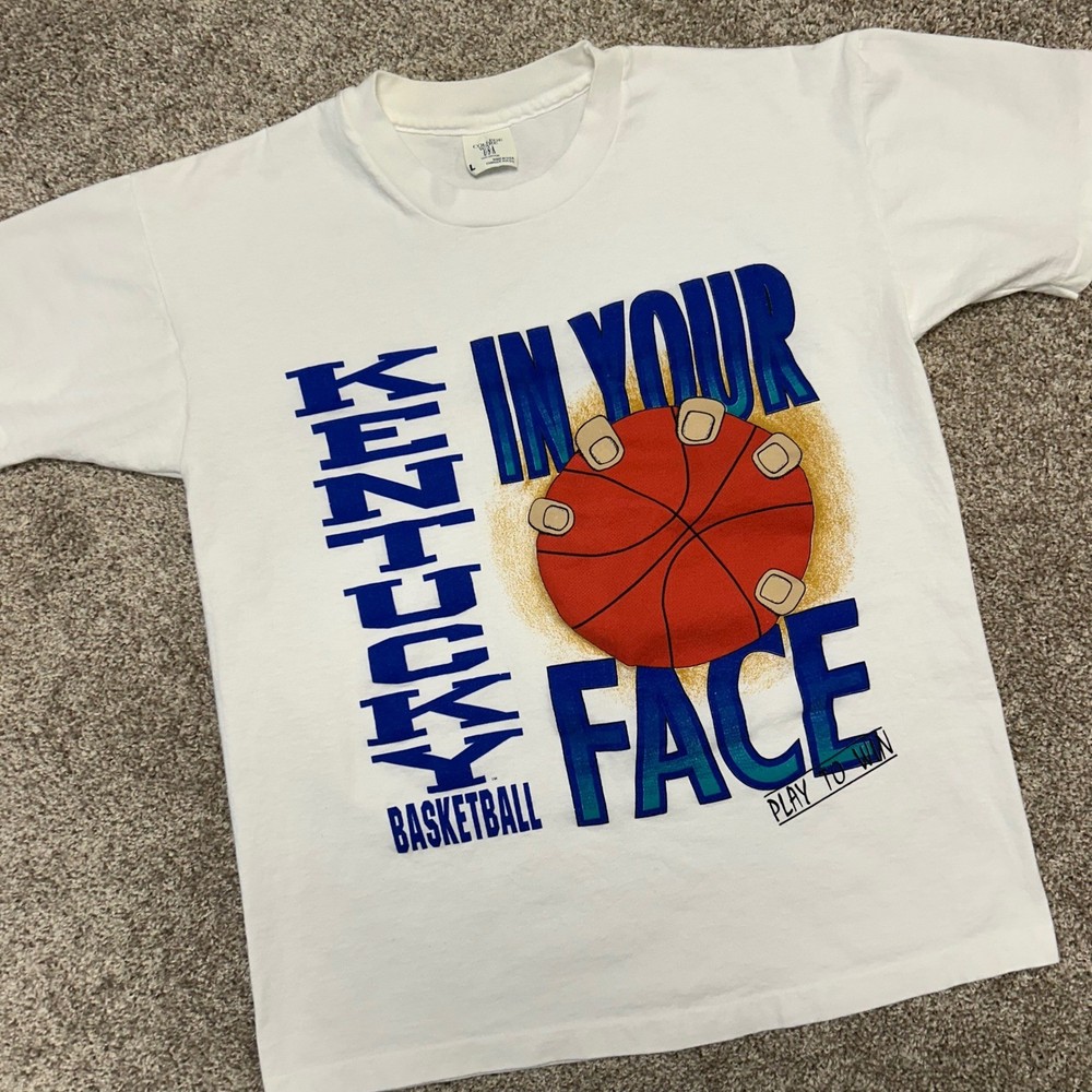 Vintage Kentucky Wildcats UK Basketball IN YOUR FACE Tshirt Men Large USA Made