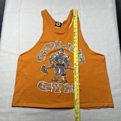 VTG Gold’s Gym Muscle Joe Stringer Tank Top Orange Abstract Men’s No Size 90s