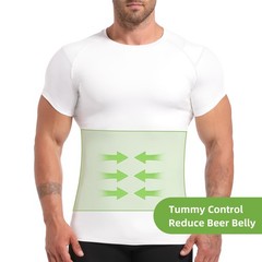 4D Mens Compression Shirt Short Sleeve, Slimming Body Shaper Vest, Gynecomast…