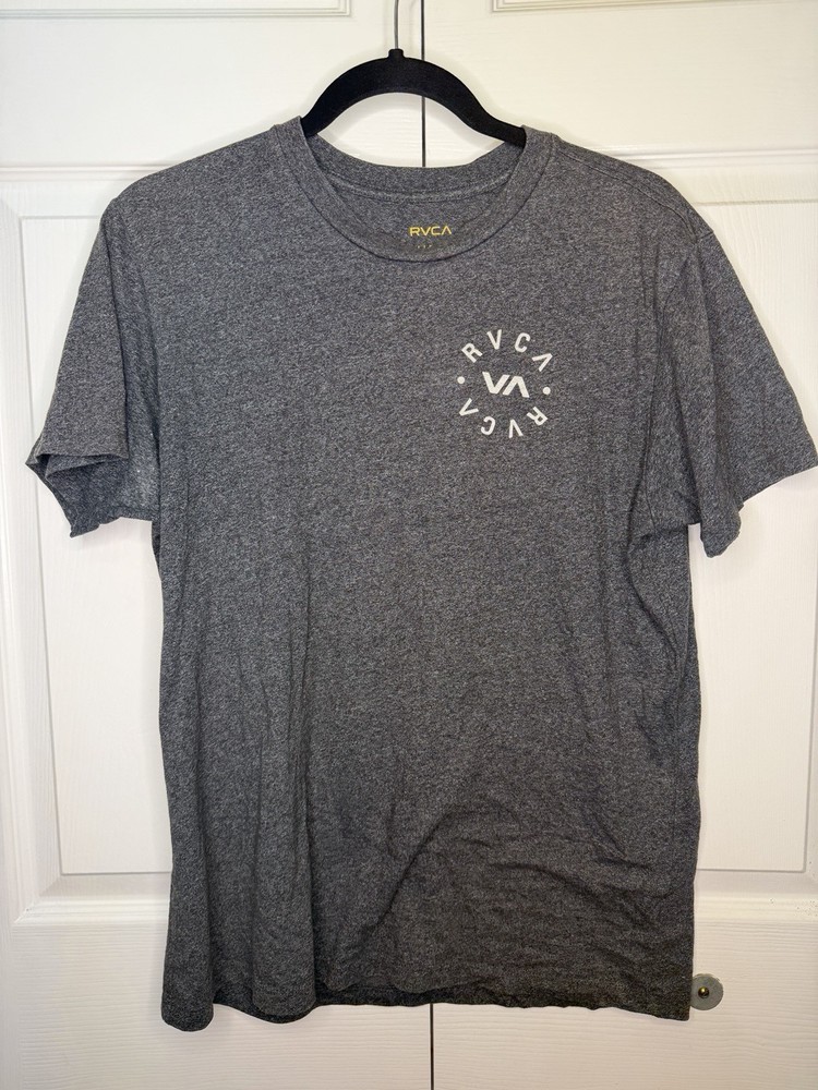 RVCA LIGI6 Men’s L Gray Logo Graphic Crew Neck Short Sleeve Jersey T-Shirt