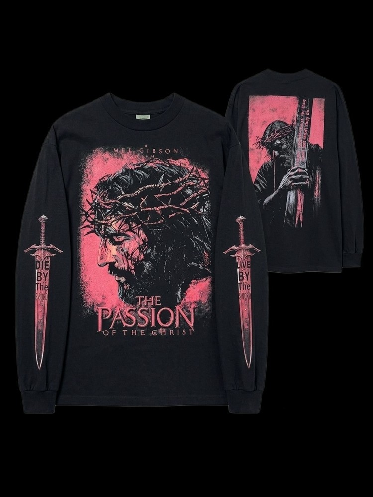 ​The Passion of the Christ Movie Shirt Long Sleeve Vtg Style Black Made To Order