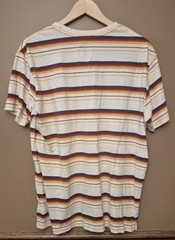 VTG Hang Ten T-Shirt Mens XL Beige Stripes Beach Surf Short Sleeve