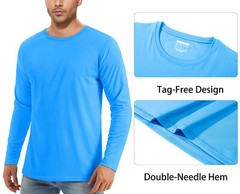 Men’s UPF 50+ Long Sleeve Shirts Sun Block Fishing Casual Sport Workout T-Shirts