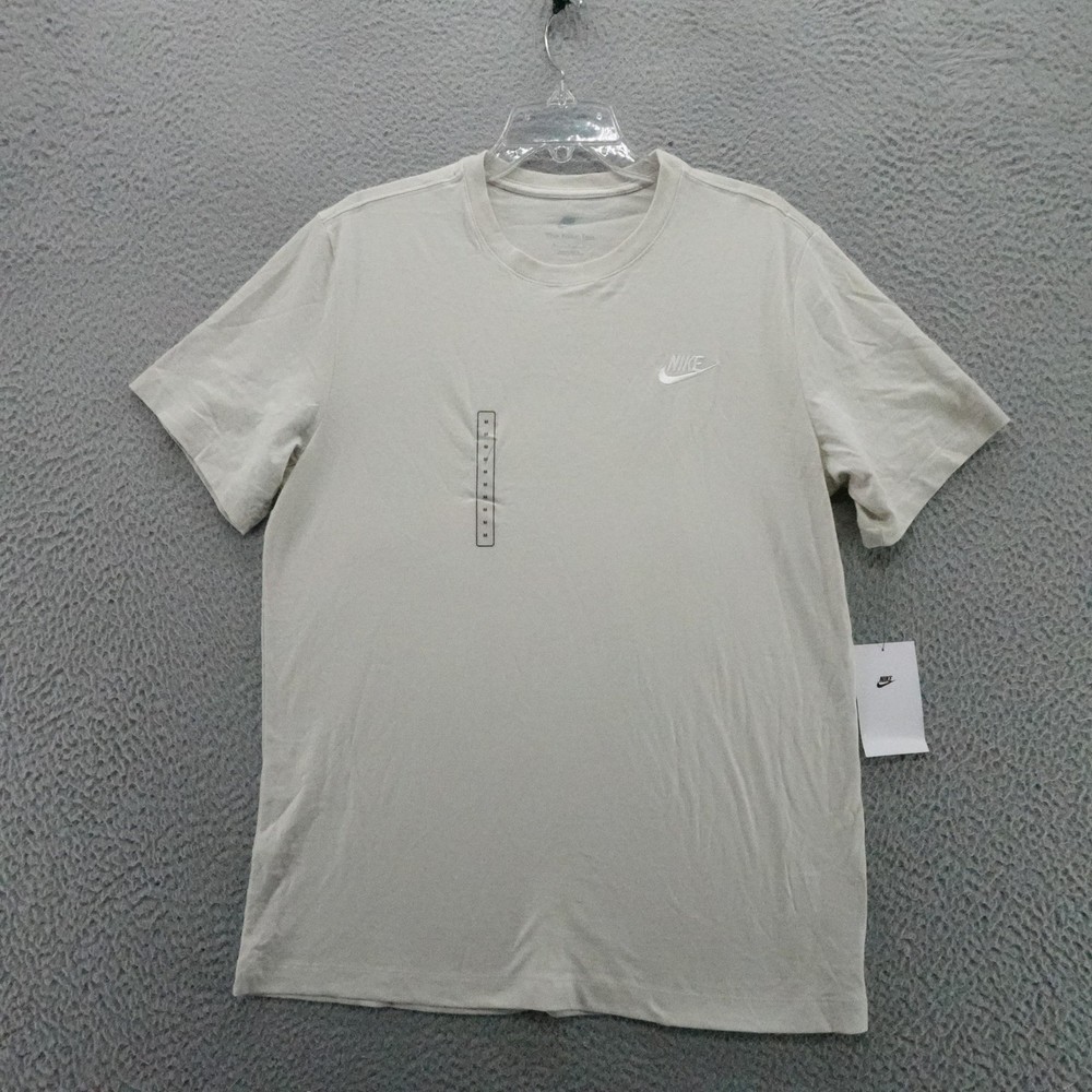Nike Sportswear Club Tee Mens Medium Light Bone White Cotton T-Shirt AR4997-073