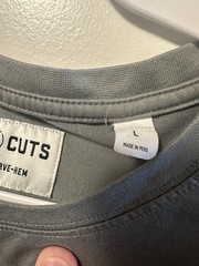 Cuts Clothing Curve Hem Tee Mens L Slate Gray Short Sleeve