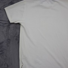WEIV Essential Shirt Mens M Ivory Short Sleeve Mock Neck Stretch Zip Casual Tee