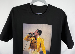 CHAMPION QUEEN Official Merch Graphic T-Shirt Medium Black Freddie Mercury Band