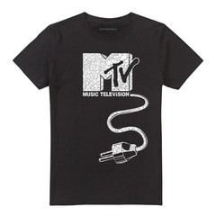 Unplugged Mtv Logo With Giant Plug T-Shirt S-5XL, Black