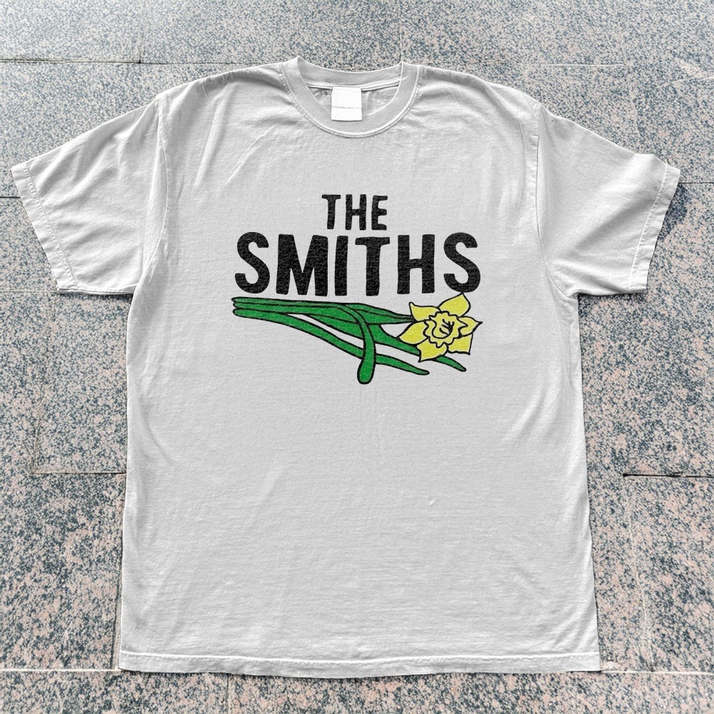 The Smiths Band Logo Flower Unisex White Cotton T-shirt S-5XL