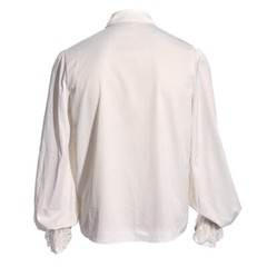 Mens Victorian Medieval Shirt Long Puff Sleeves Ruffle Collar Tops Blouse Basic