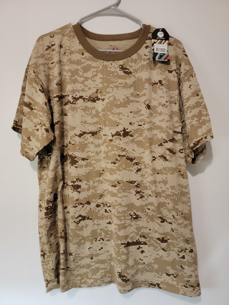 Rothco Mens Camo New NWT Size XL Short Sleeve Tactical Military T-Shirt Desert